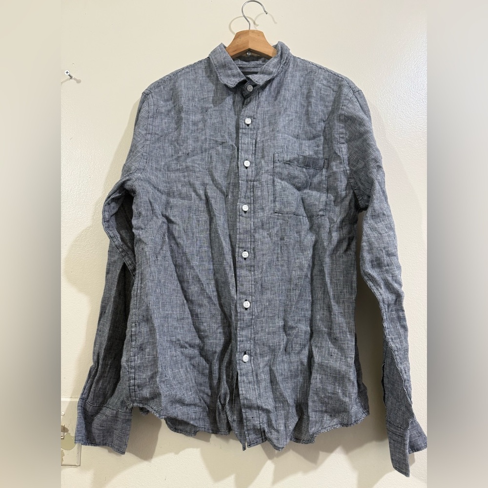 Vince Men's Blue-Gray Casual Button-Down Shirt